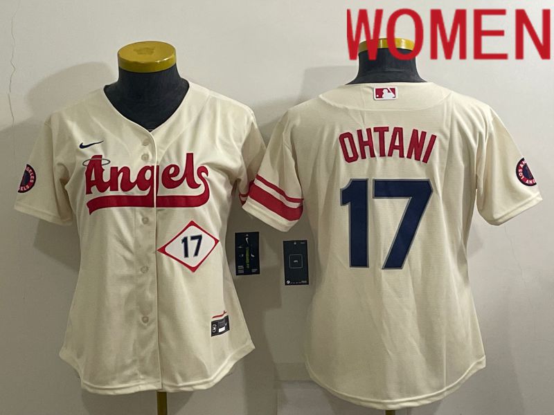 Women Los Angeles Angels #17 Ohtani Cream City Edition Game Nike 2022 MLB Jerseys